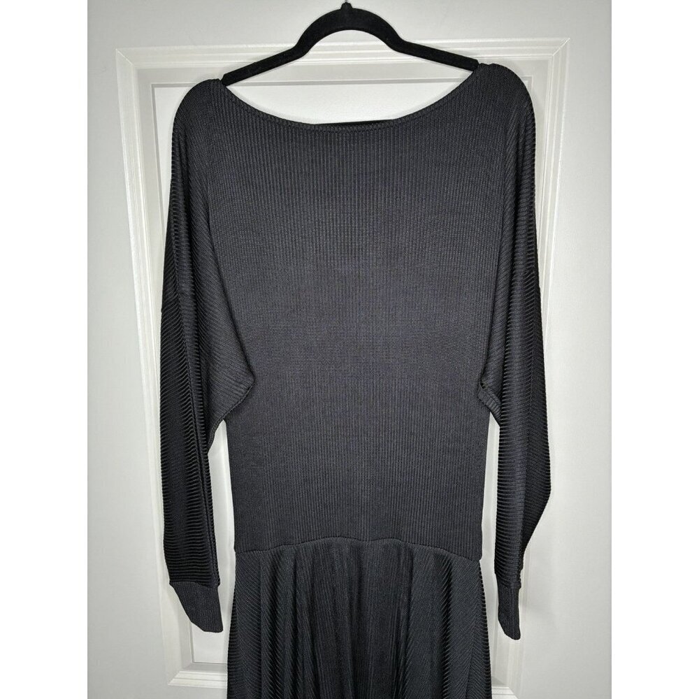 Free People NWT Ribbed Maxi Long Sleeve Black High Low Dress Size Large - Picture 9 of 10